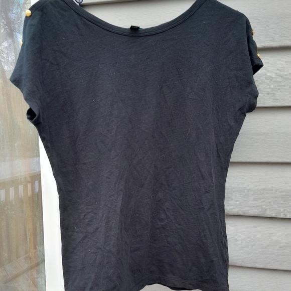 Ralph Lauren S/P Black Women's Top with Gold Button Accents - Picture 1 of 5